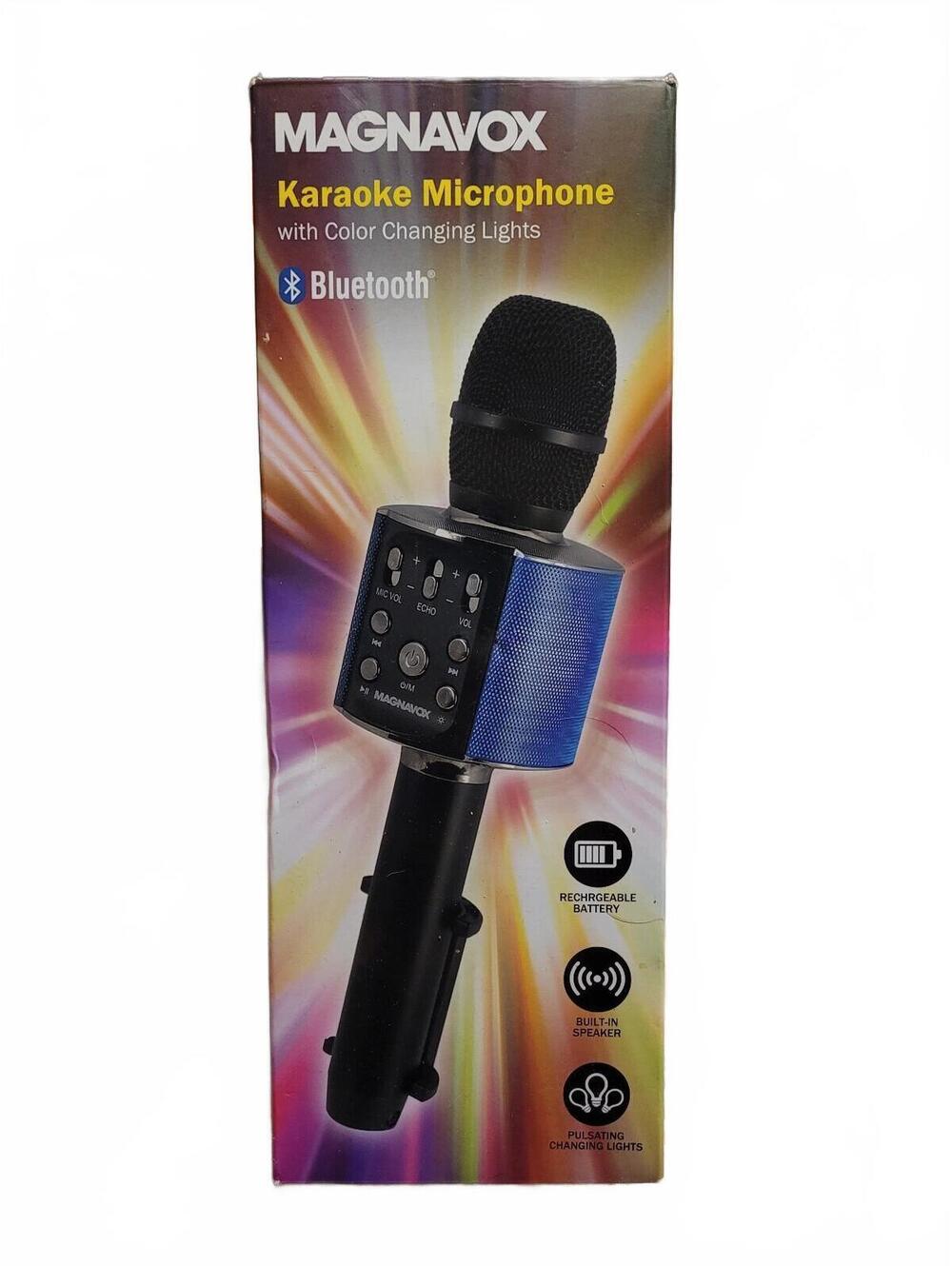 Magnavox Bluetooth Karaoke Microphone with Color Changing Lights